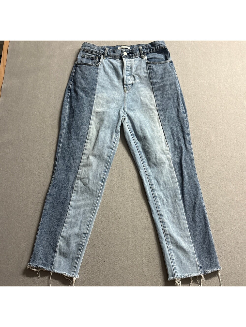 PacSun Two Tone High Rise Straight Jeans Womens Size 30 Raw Hem Blue Denim
